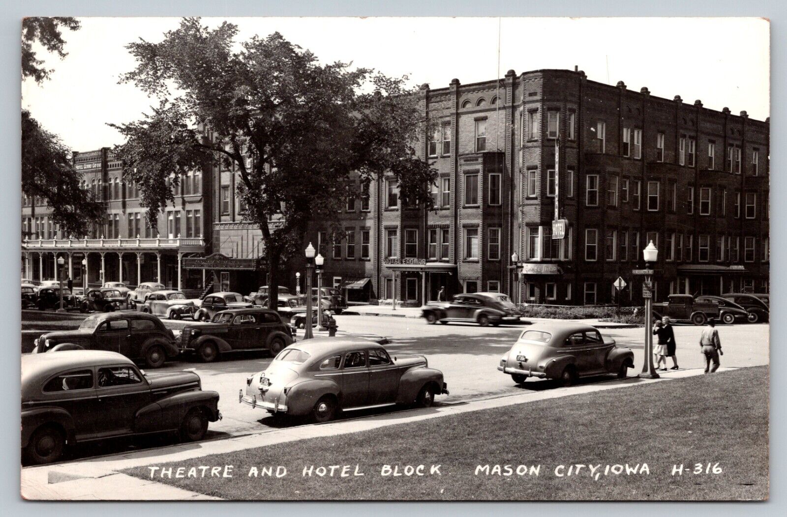 Mason City Iowa Wilson Hotel and Theatre Block Real Photo Vintage Postcard