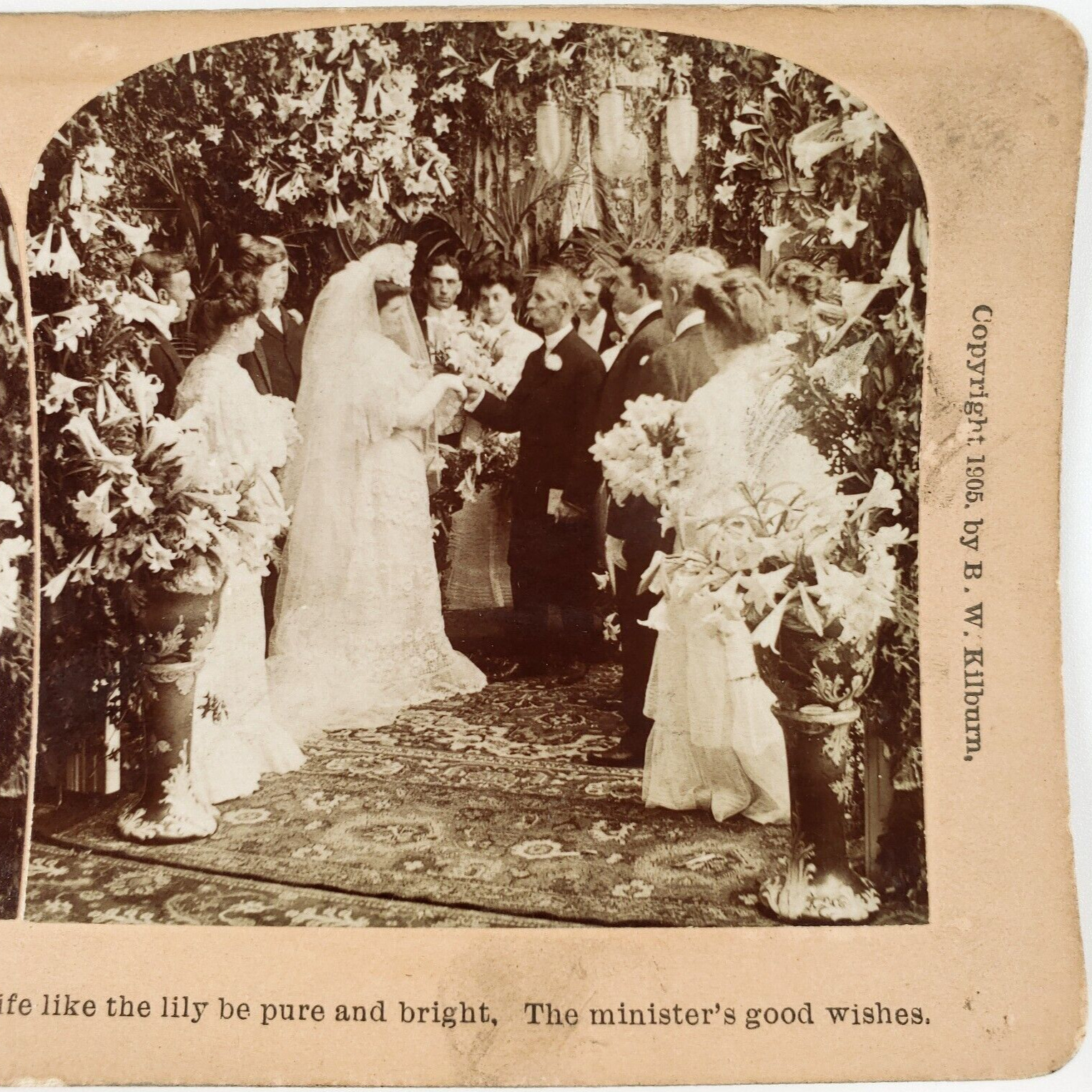 Minister Blessing Wedding Bride Stereoview c1905 Marriage Ceremony Party E815