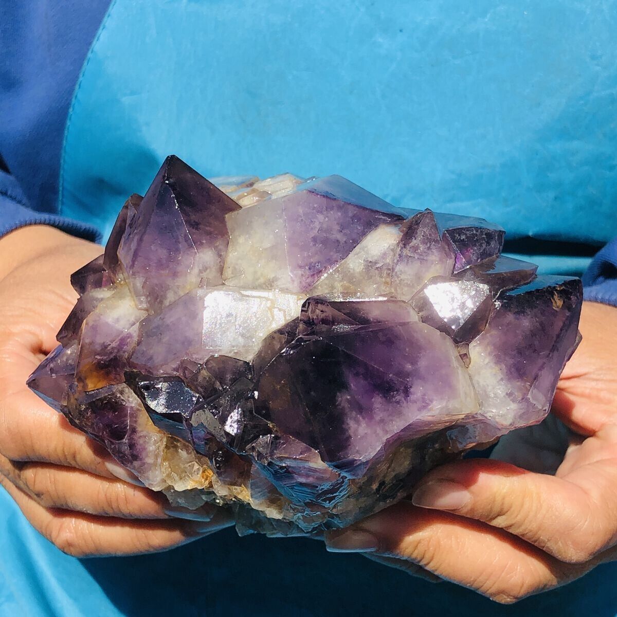 1090G Natural Amethyst Cluster Purple Quartz Crystal Rare Mineral Specimen 166