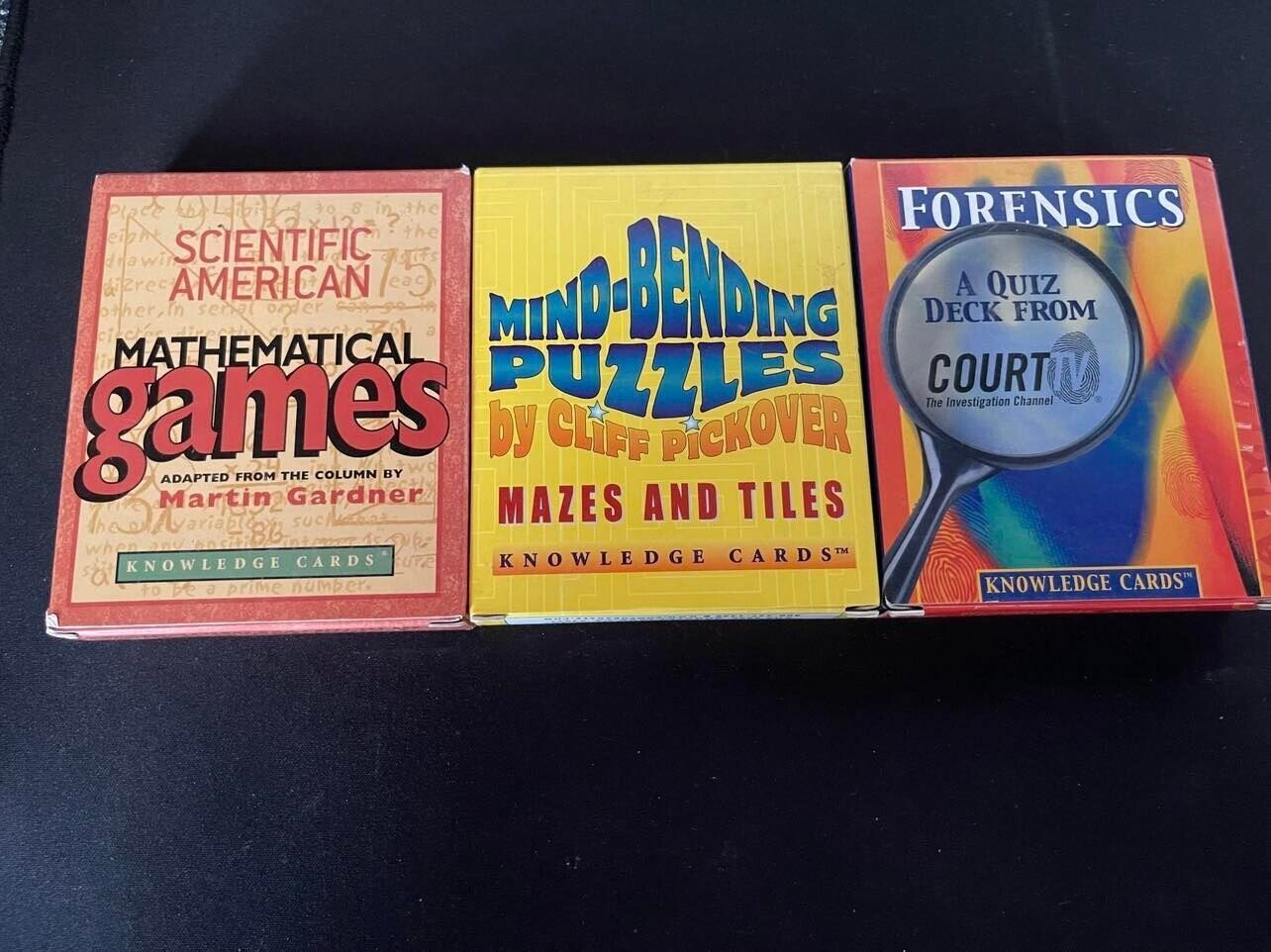 Forensics, mind bending puzzles, mathematical games knowledge cards never played