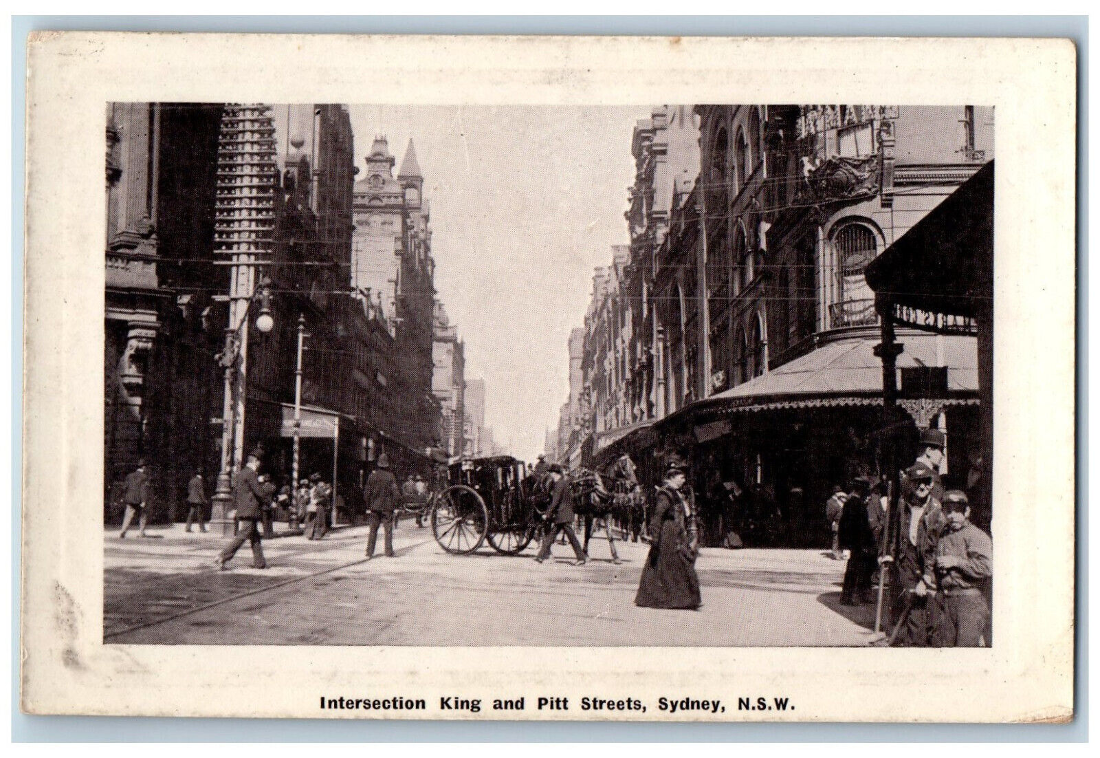 Sydney NSW Australia Postcard Intersection King and Pitt Streets c1910