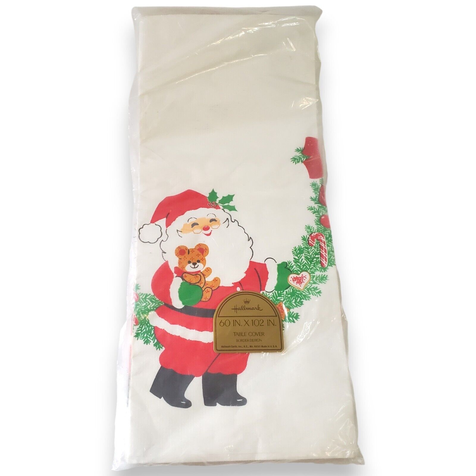 Collectible Hallmark Christmas Tablecloth Santa Claus Sealed Vintage 60x102