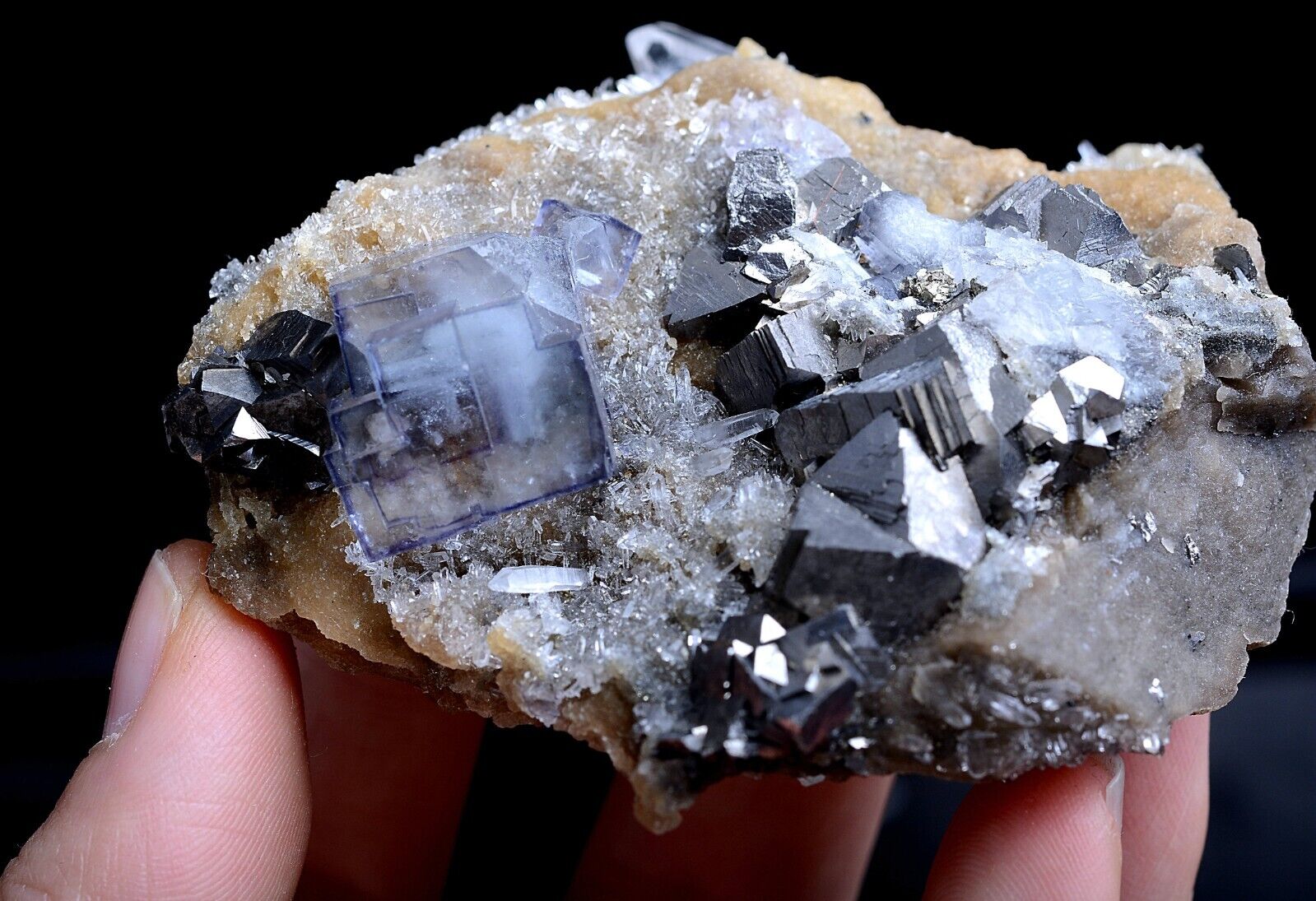 137g Natural Purple Fluorite & Arsenopyrite Mineral Specimen/YaoGangXian  China