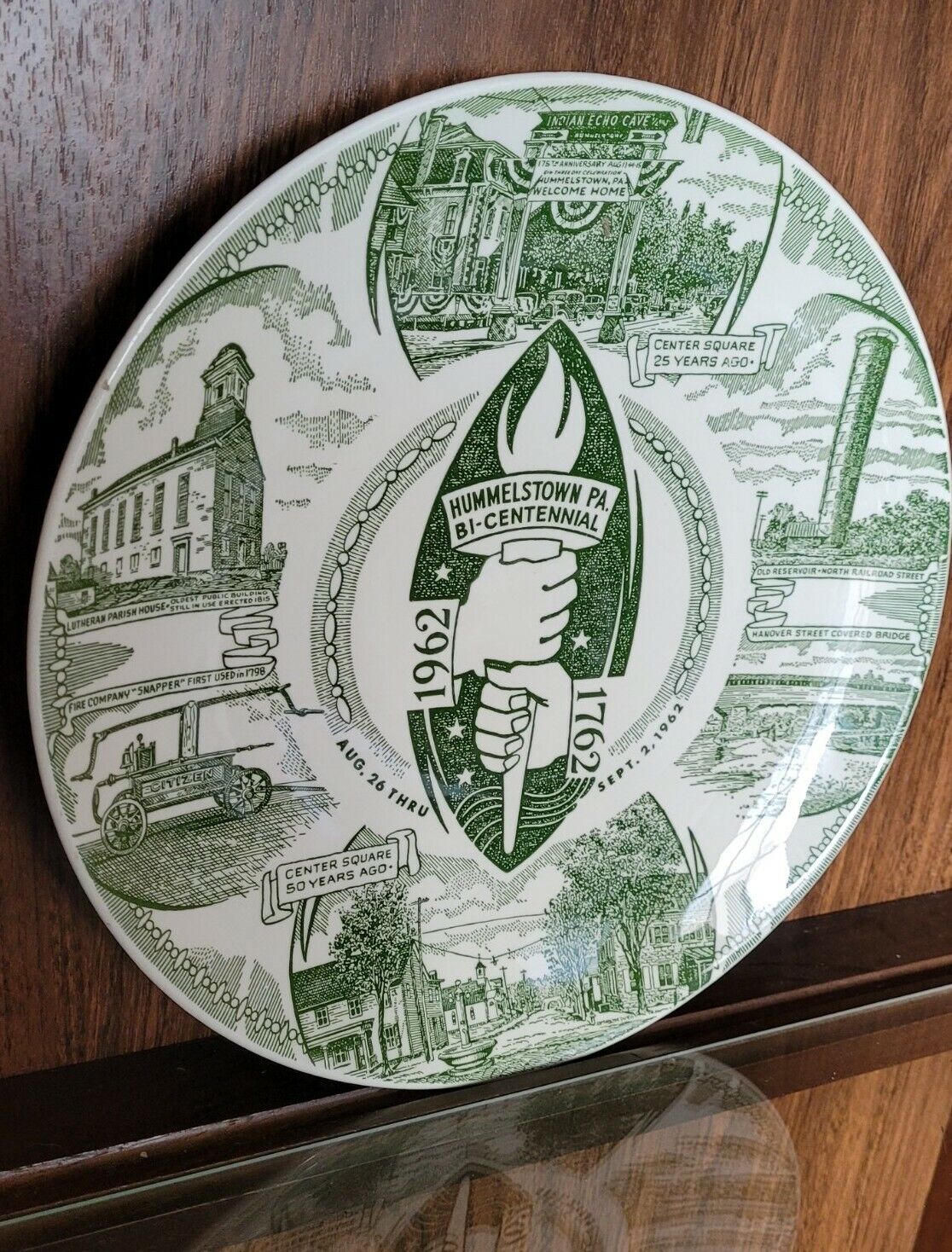 Kettlesprings 1962 Transferware Plate Vtg Bicentennial Hummelstown Pennsylvania 
