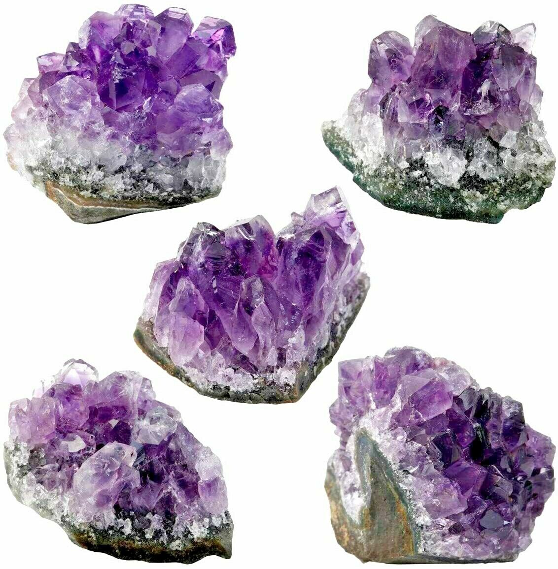Set of 5 Small Uruguayan Deep Purple Amethyst Cluster, 1-2 Inch Amethyst Geode