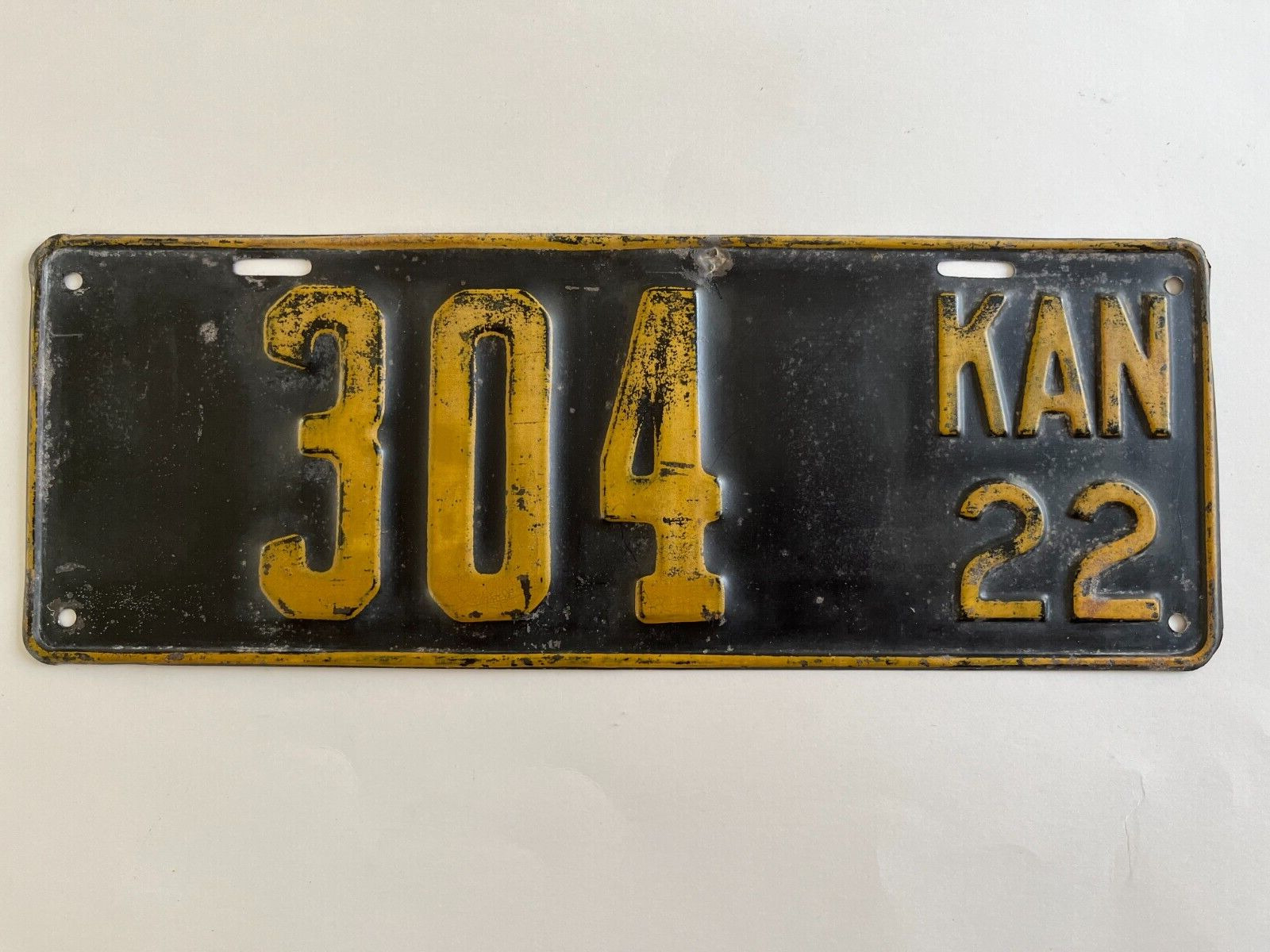 1922 Kansas License Plate Low Number 3 Digit RARE All Original Paint