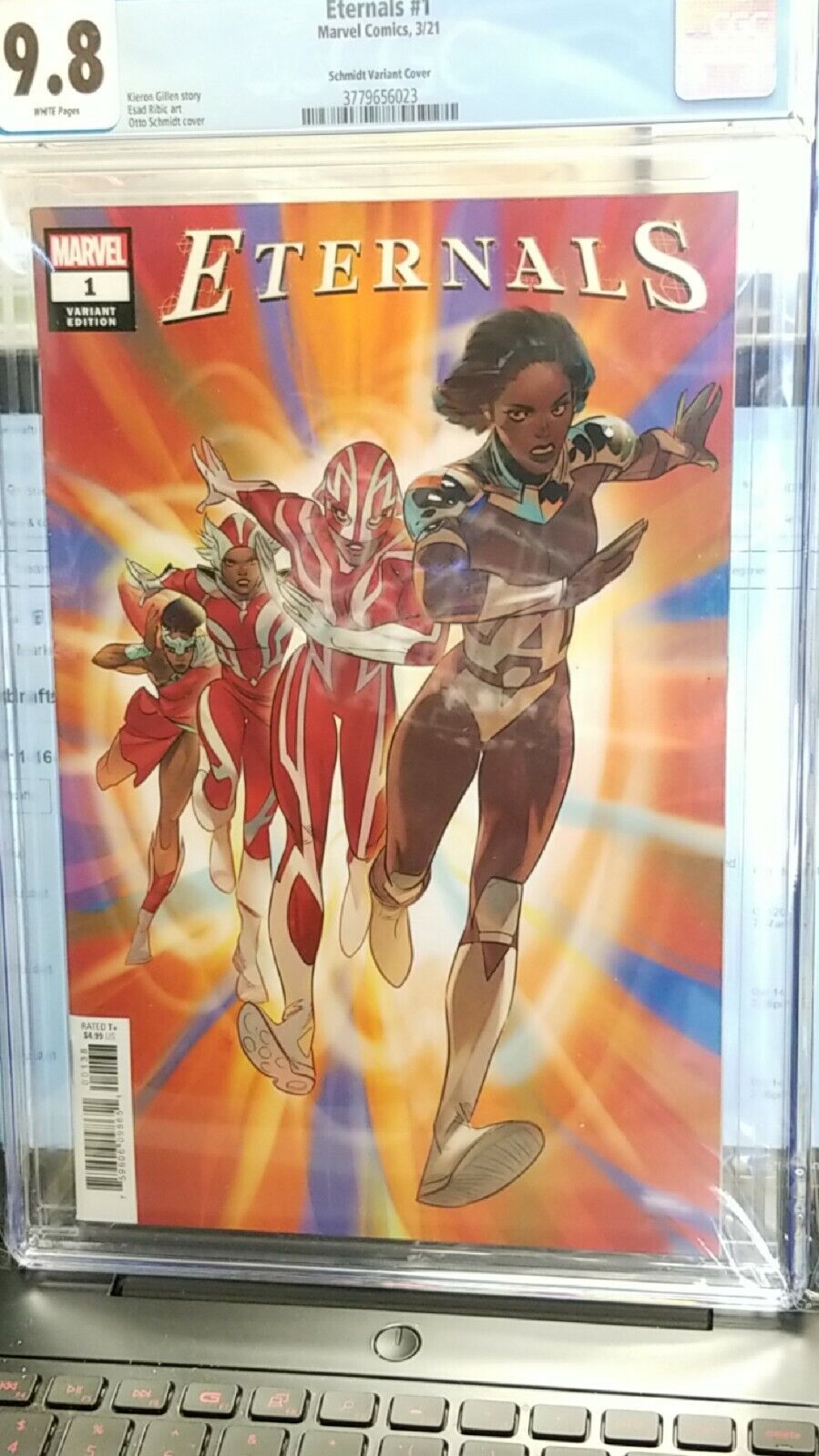 (F6)  Marvel Eternals # 1 Otto Schmidt VARIANT cover CGC 9.8 WHITE PAGES