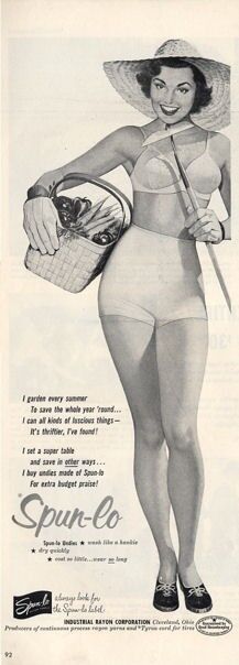 1952 Spun-lo Pretty Woman Bra  Underwear Panties Gardening theme PRINT AD