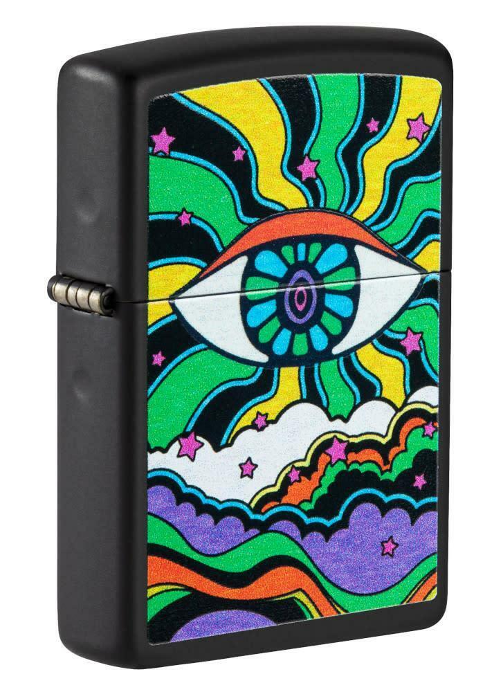 Zippo Black Light Psychedelic Eye Lighter, Glows with UV Light 49699, New In Box