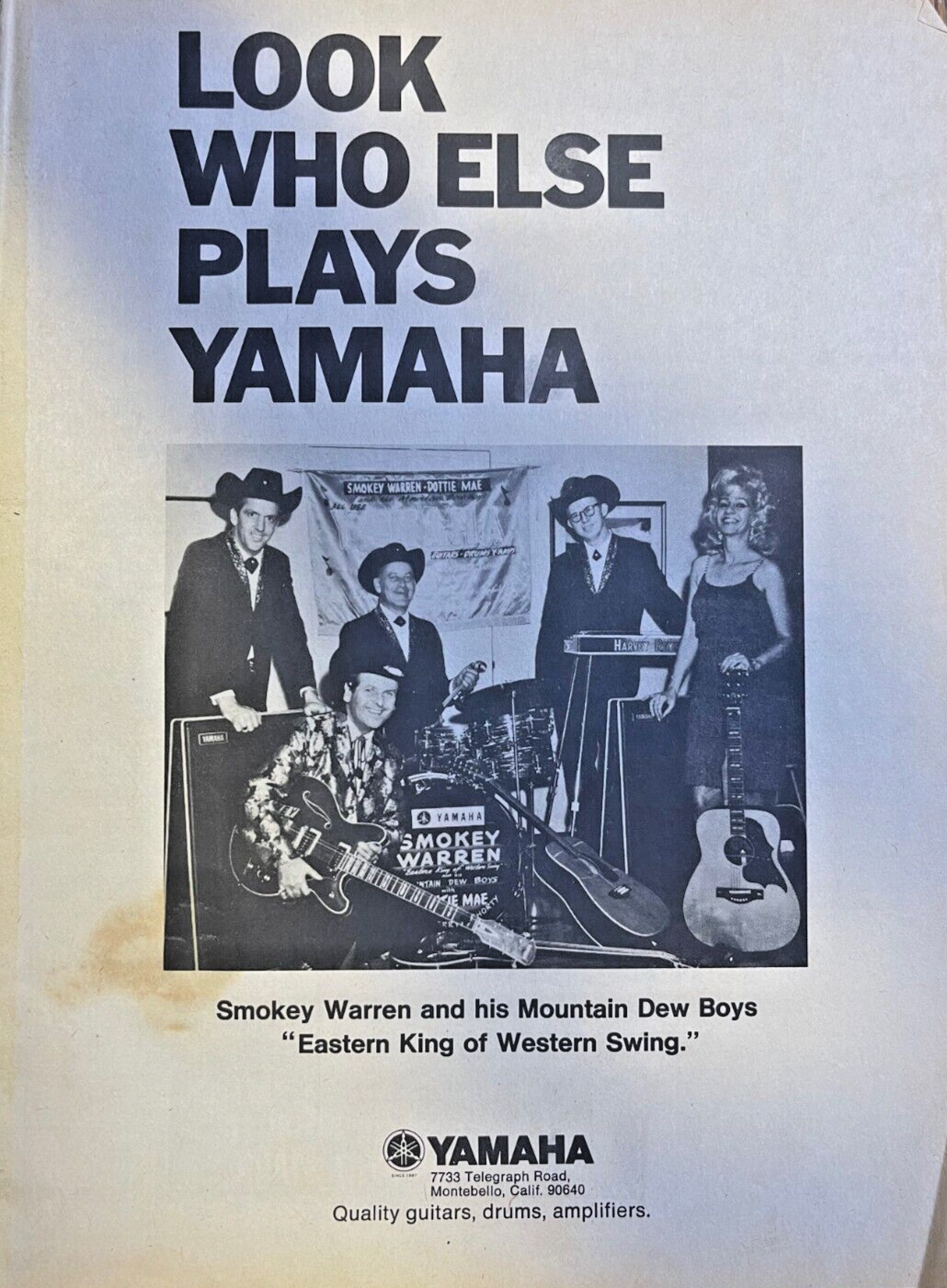 1969 Vintage Advertisement Yamaha Guitars Smokey Warren Mountain Dew Boys