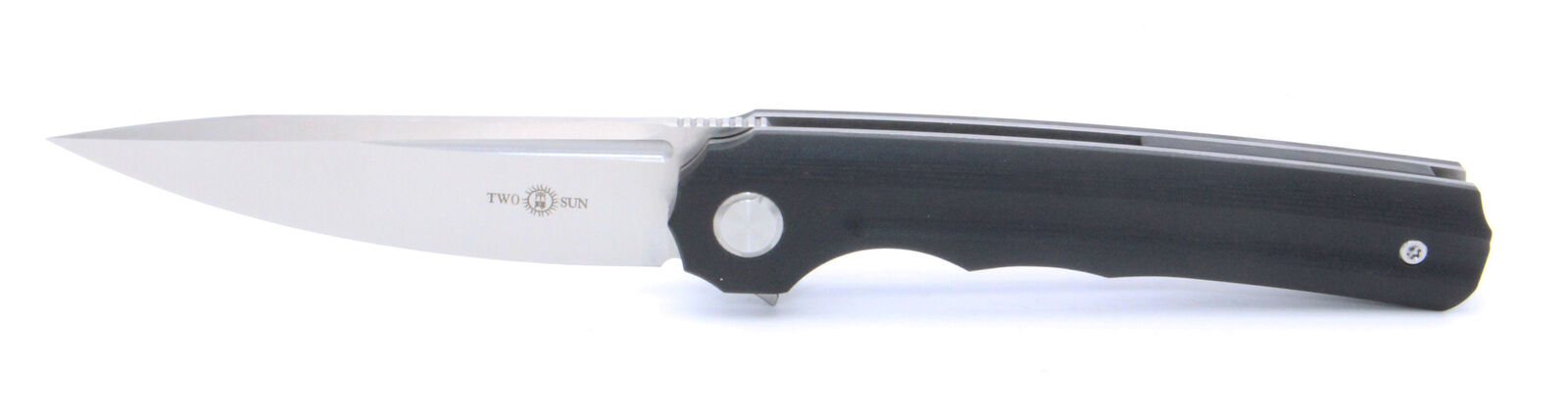 TwoSun TS89-G10 Liner Lock Folding Knife Black G10 Handle Plain D2 Blade
