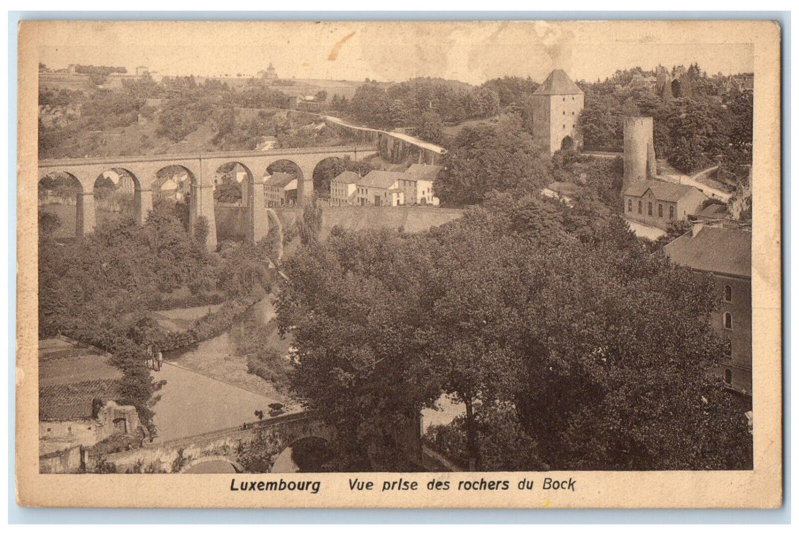 c1930's View of Rochers Du Bock Luxembourg Antique Unposted Postcard