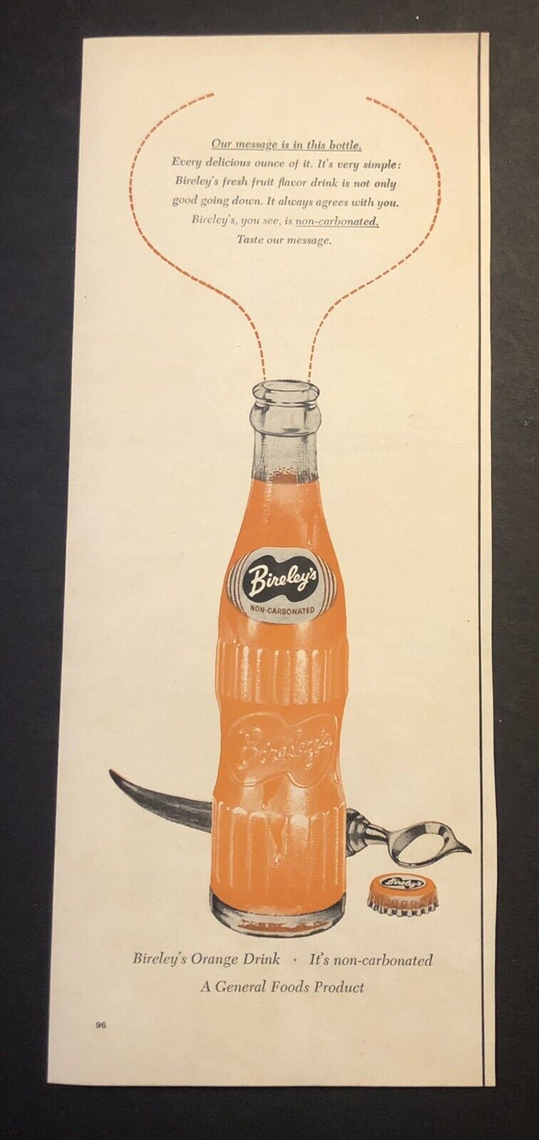 1950’s Bireley’s Orange Fruit Flavored Drink Beverage Colored Magazine Ad
