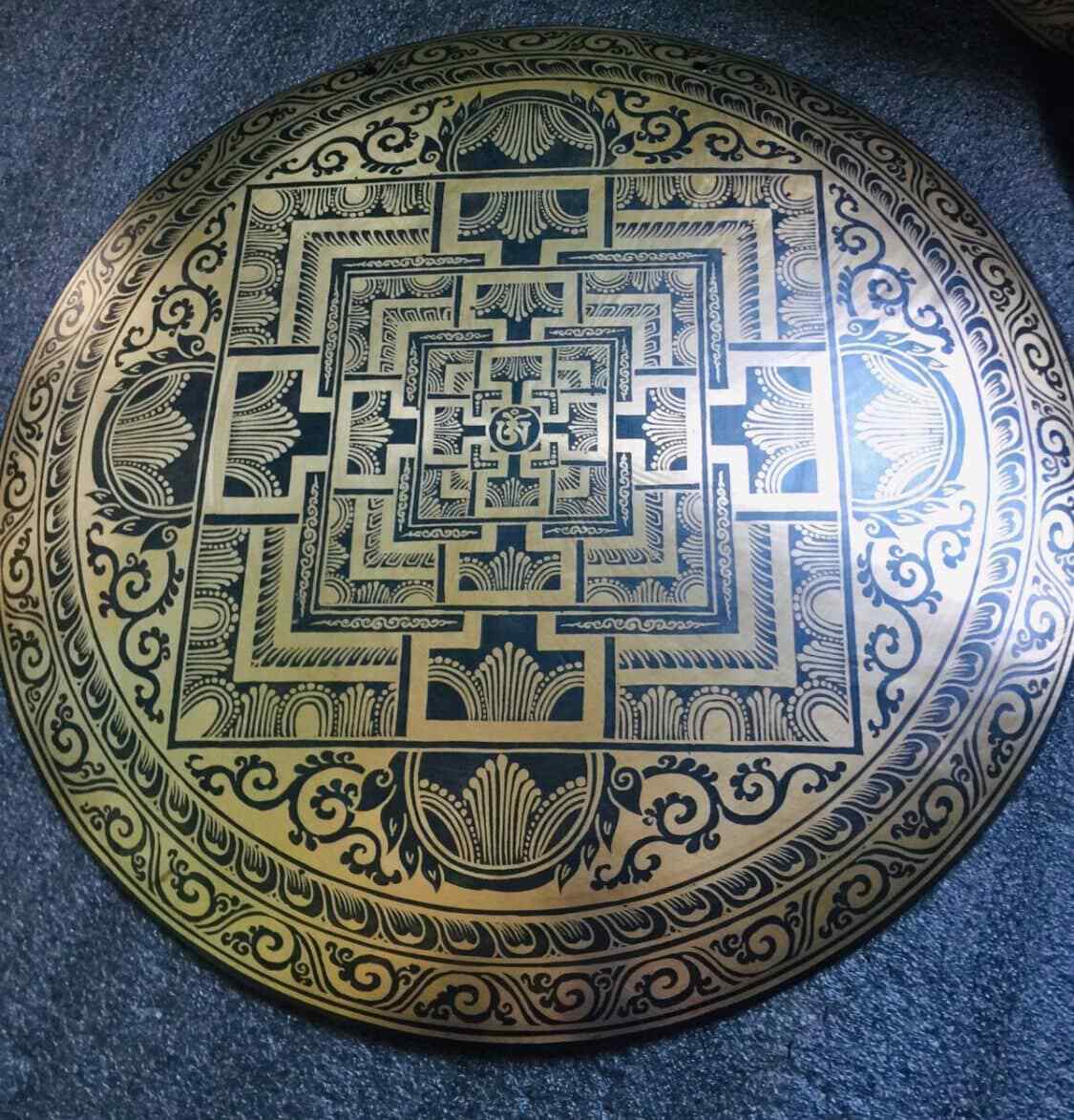 Tibetan gong Handmade 24inch High Resonance, Mandala Carving, Gong mantra 23inch