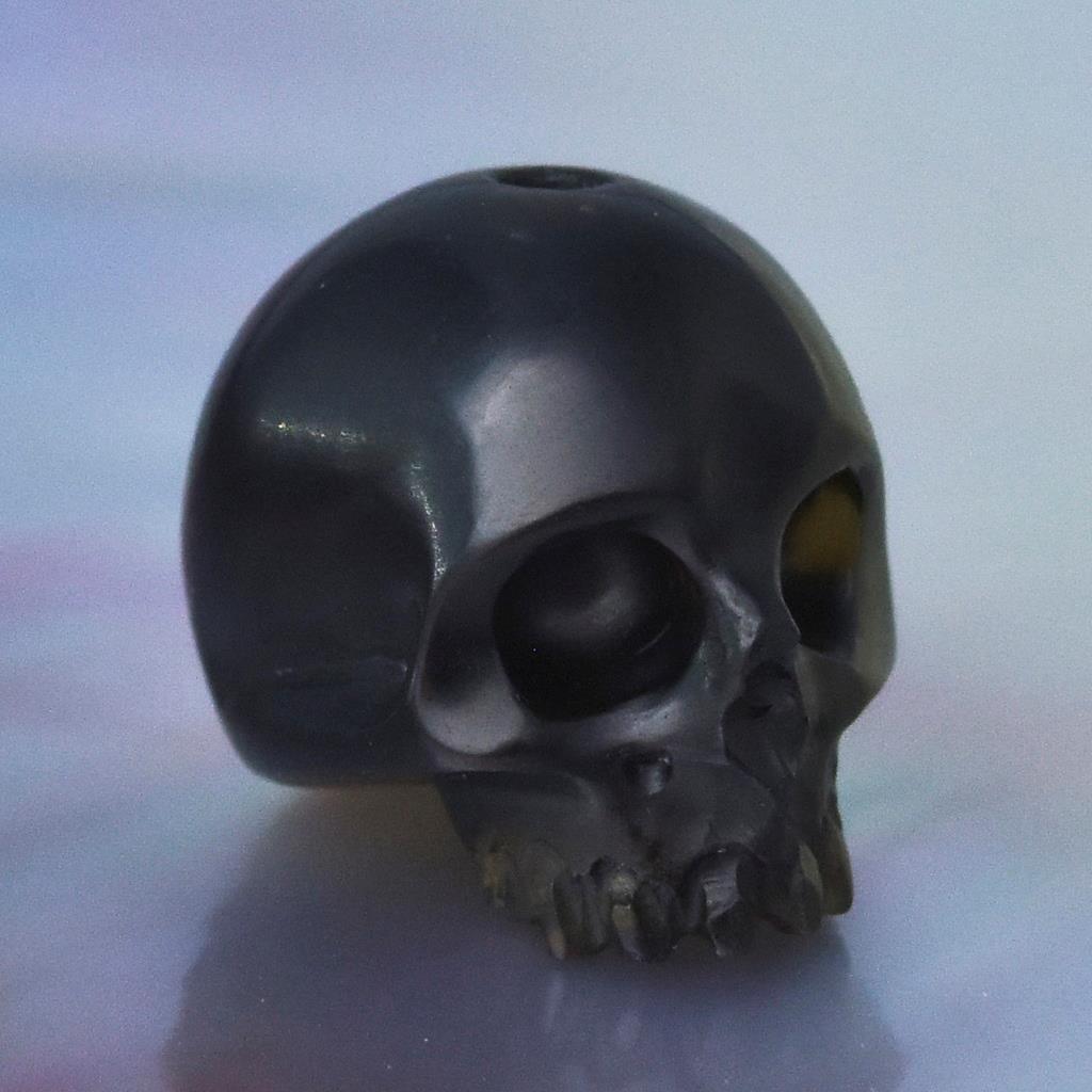 Human Skull Genuine Meteor Tektite Bead 10.63 mm Carving Vertically-drill 1.09 g