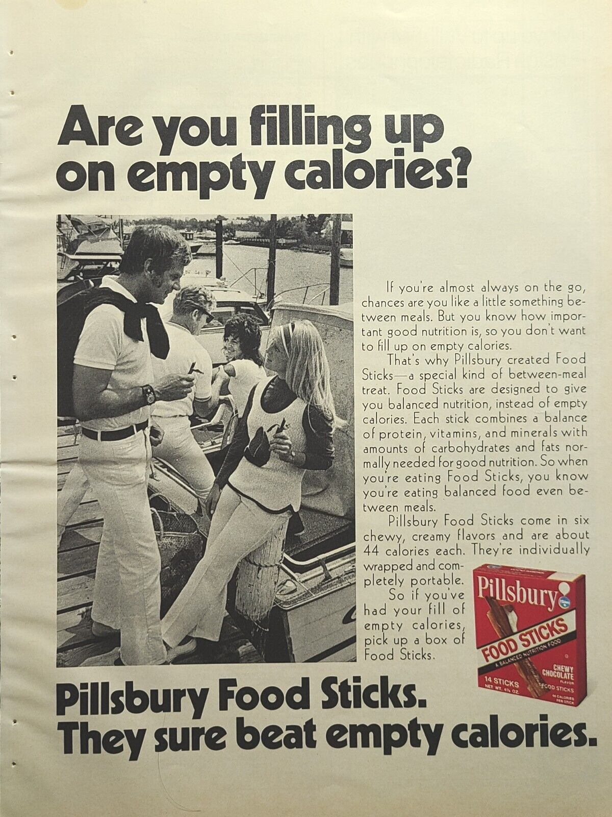Pillsbury Food Sticks Balanced Nutrition Chewy Chocolate Vintage Print Ad 1972