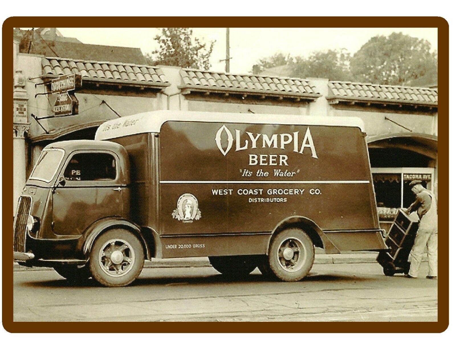 Vintage Olympia Beer Truck  Refrigerator / Tool Box Magnet Man Cave