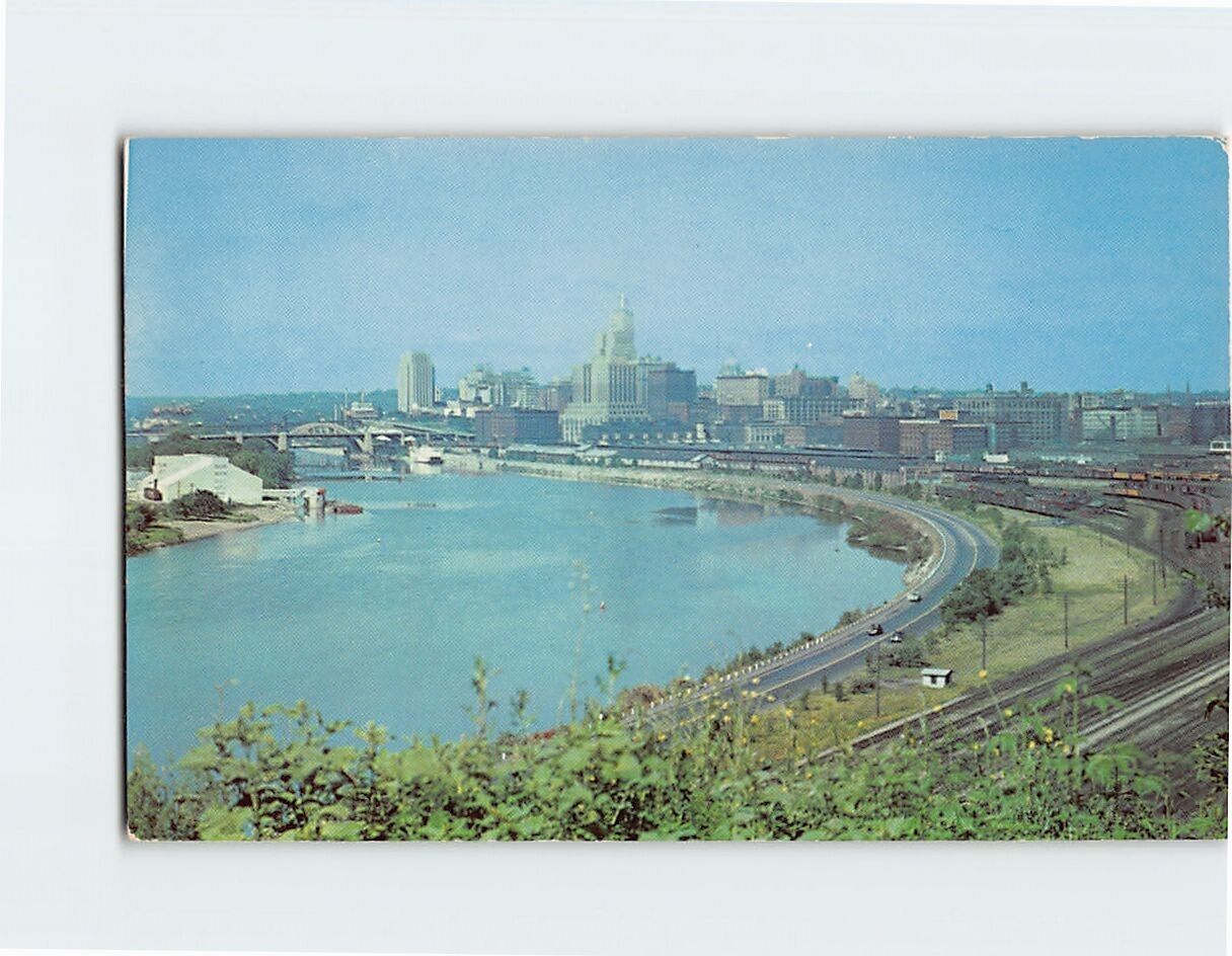 Postcard Skyline overlooking the Mississippi River St. Paul Minnesota USA