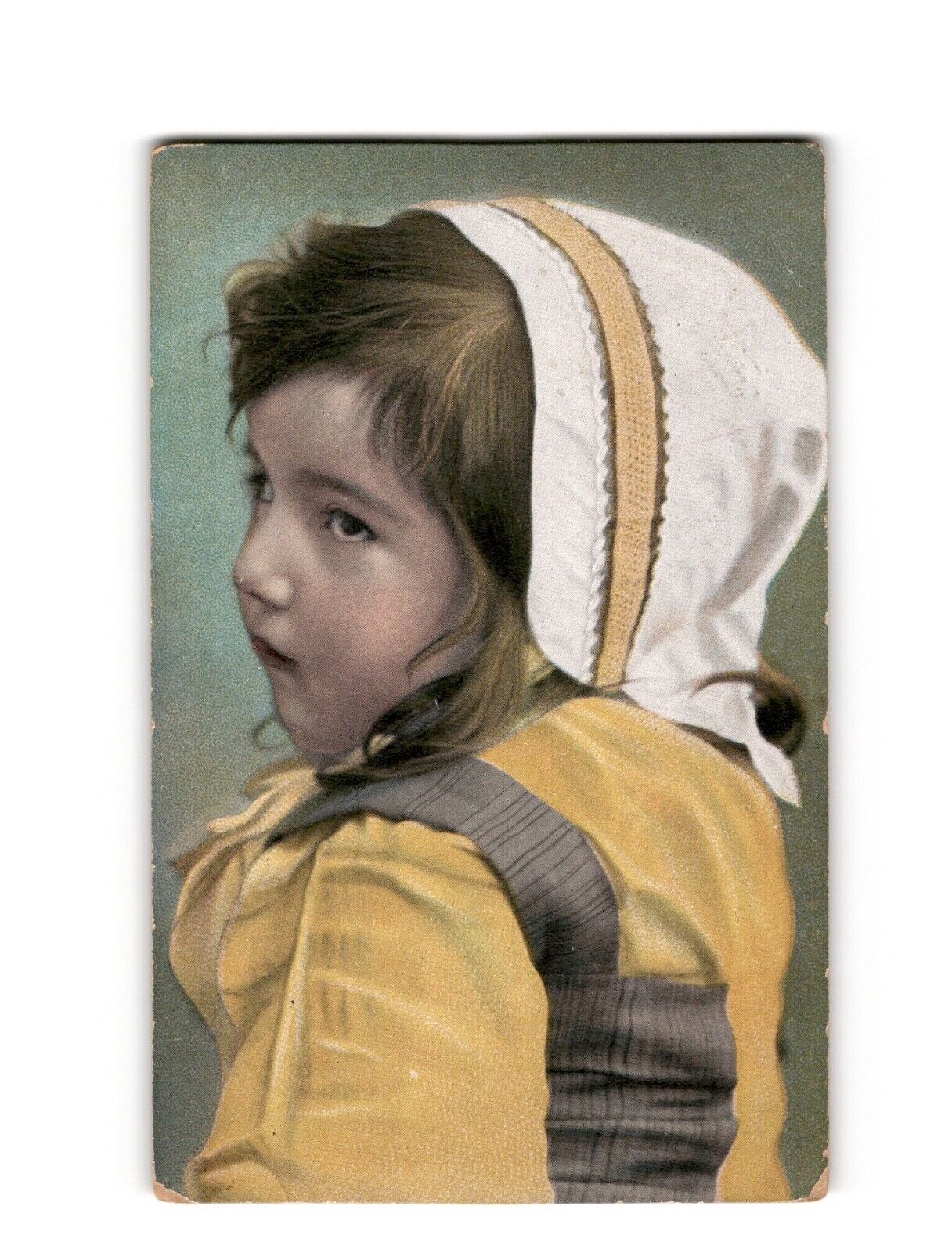 Vintage Postcard Girl in Bonnet, Mailed 1910