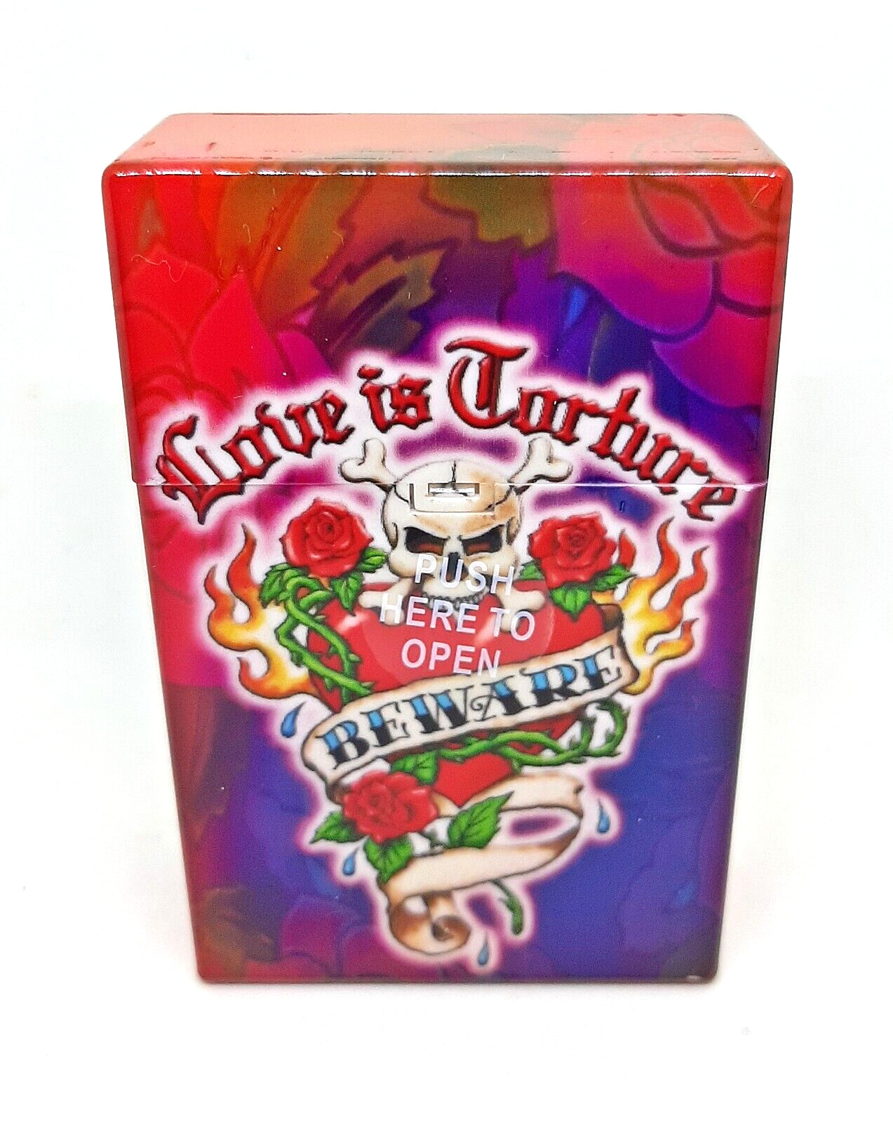 RYO Tattoo Love Is Torture Plastic King Size Push To Open Cigarette Case