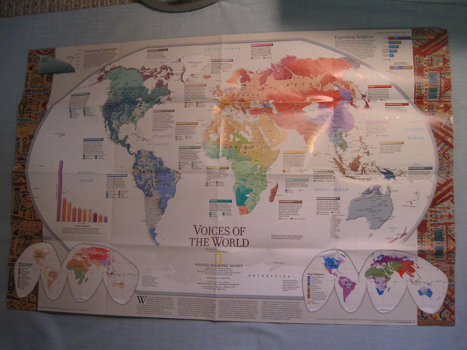 VOICES OF THE WORLD +CULTURES LINGUISTICS LANGUAGES MAP National Geographic 1999