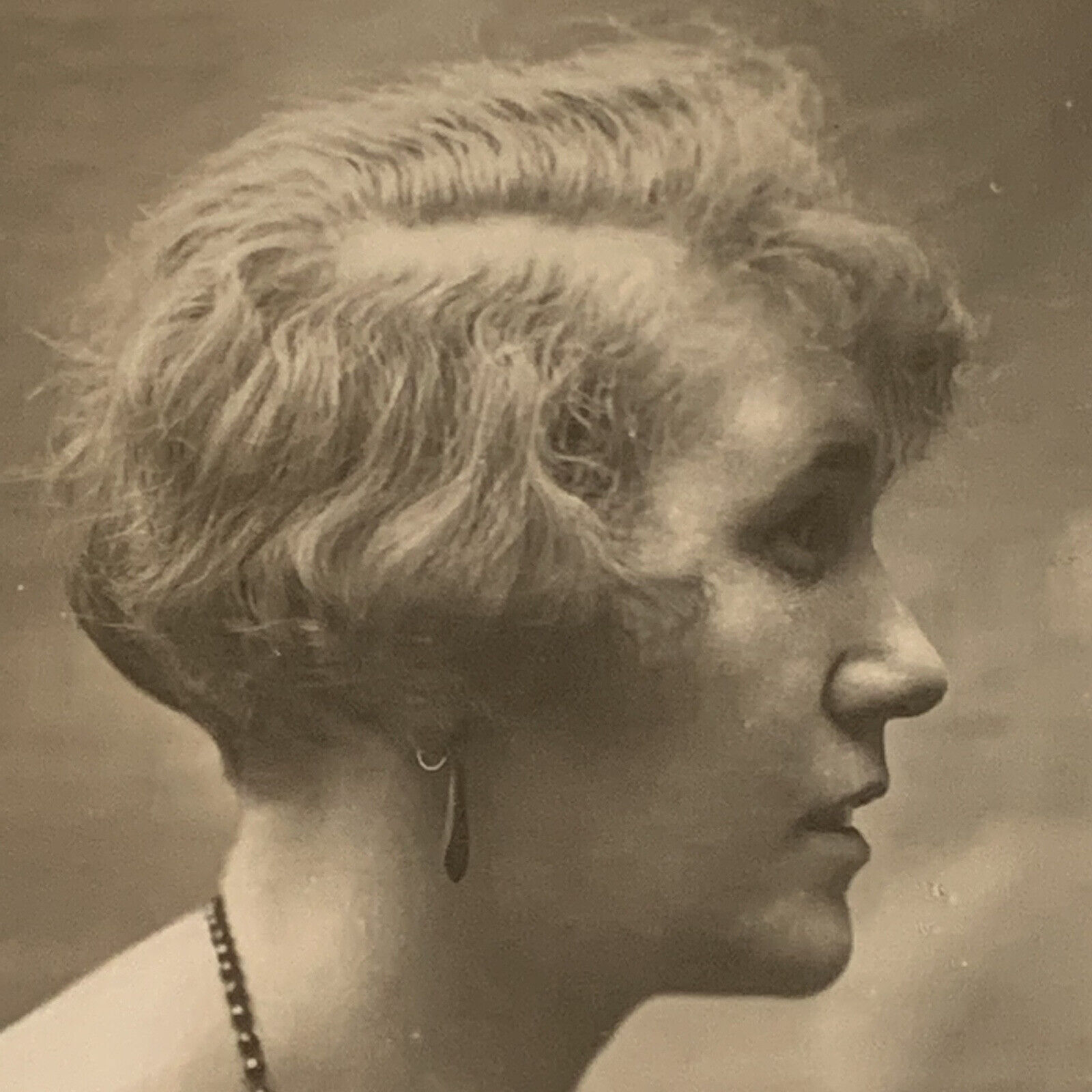 Antique Gelatin Silver Photograph Beautiful Woman Profile Signed