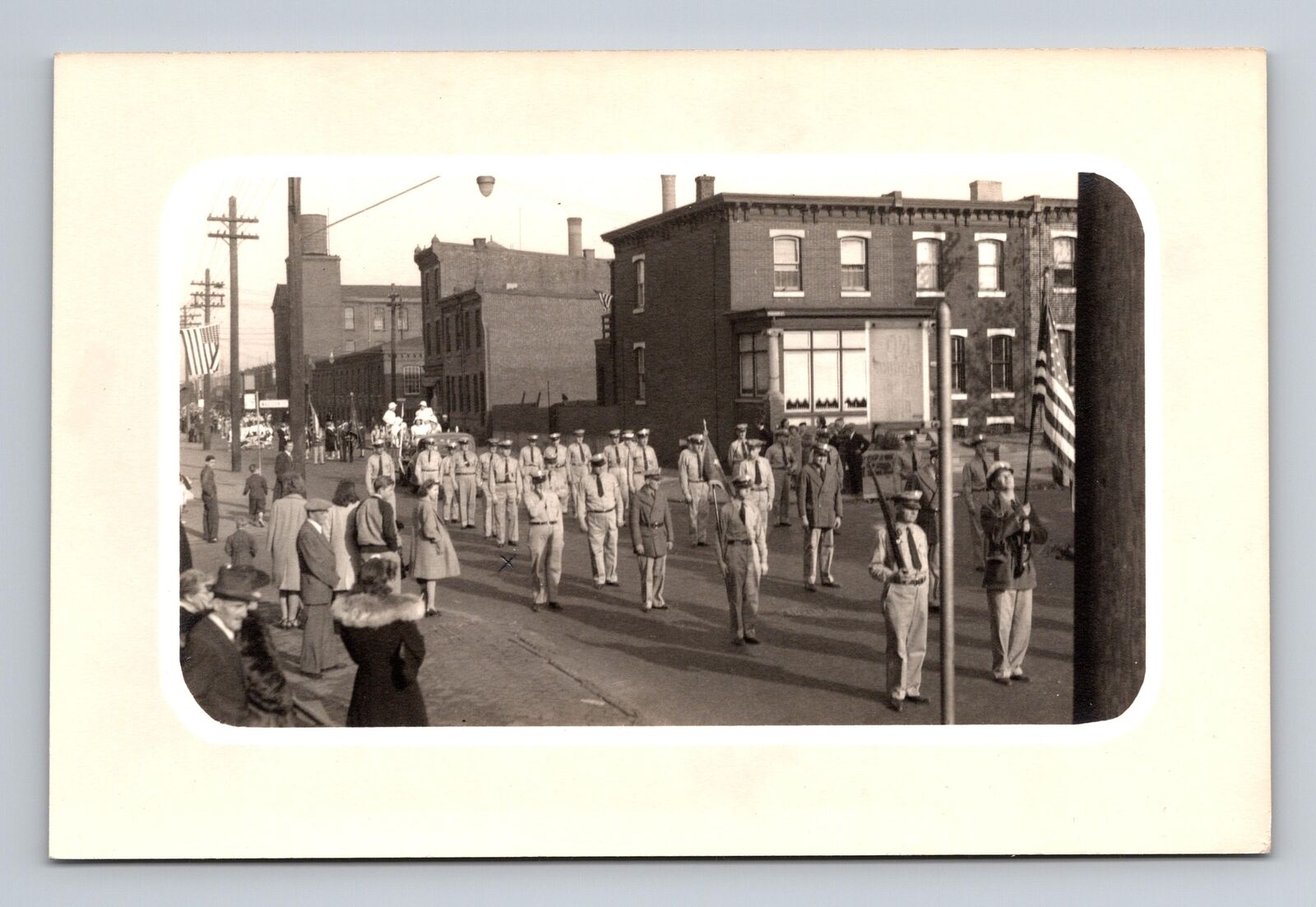 RPPC Postcard Uknown Troops or Officers Marching in Parade