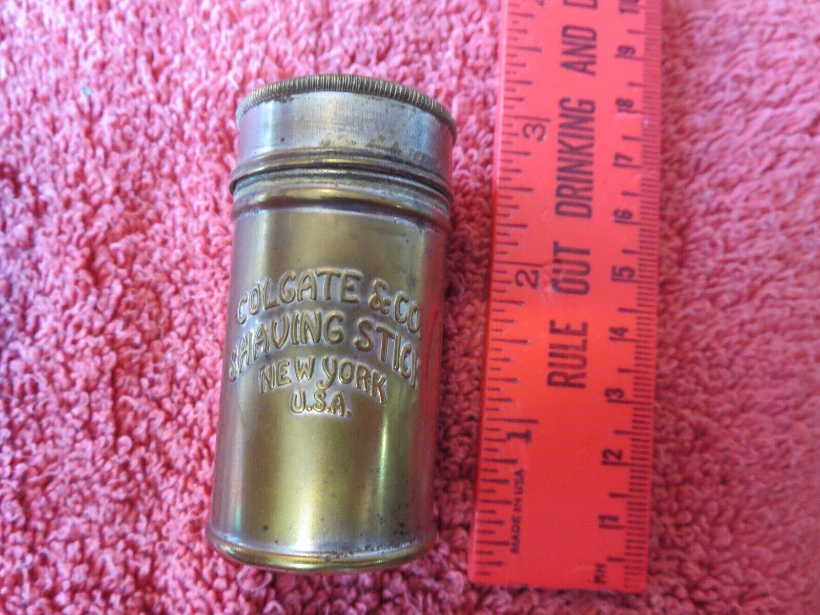 Antique Colgate & Co. Shaving Stick Tin New York USA Brass container tube