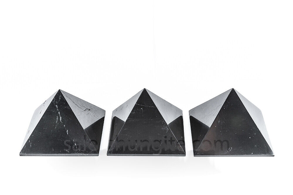 Polished shungite pyramid 40mm 1,27 inches Set 4 EMF protection home decor