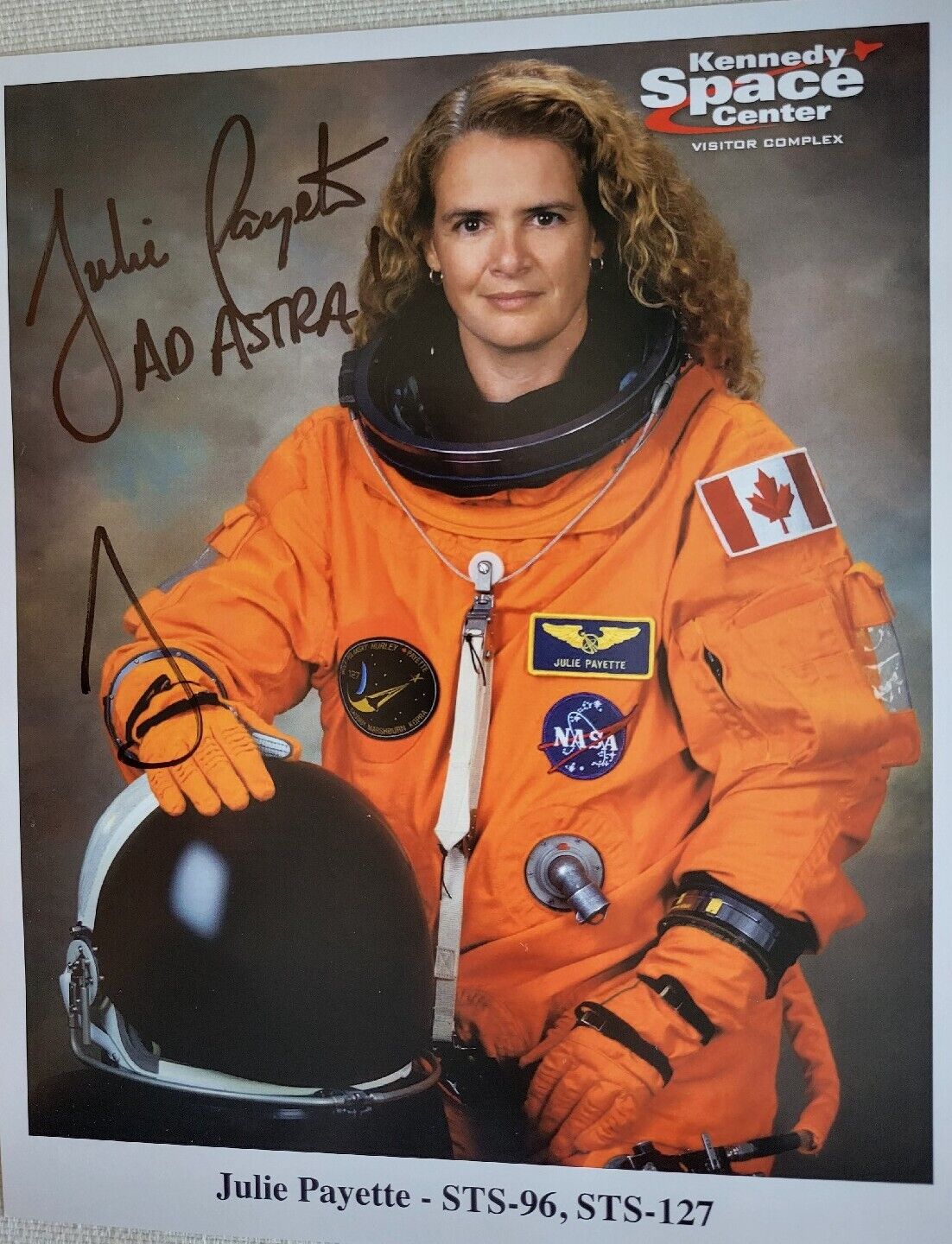 JULIE PAYETTE signed original NASA Photo Canadian Women Astronaut STS-96 & 127