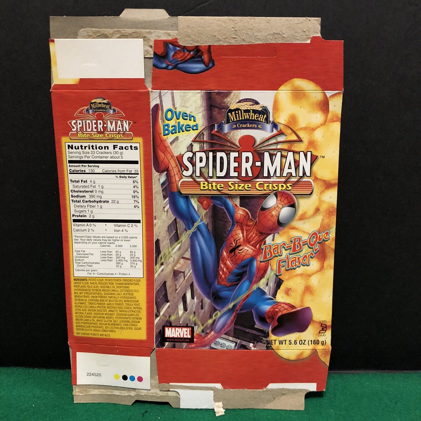 Vintage 2002 Millwheat Crackers Spiderman Bite Size Crisps BOX only Marvel