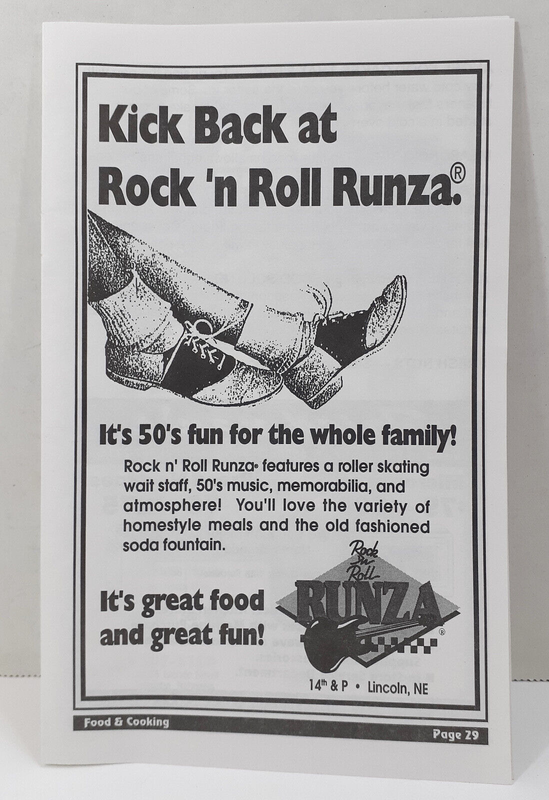 Rock \'n Roll Runza Restaurant Vintage Print Advertisement Lincoln Nebraska Vtg