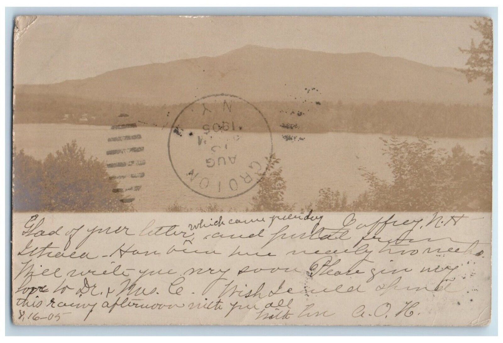 1905 Lake And Mountain View Jaffrey New Hampshire NH RPPC Photo Postcard