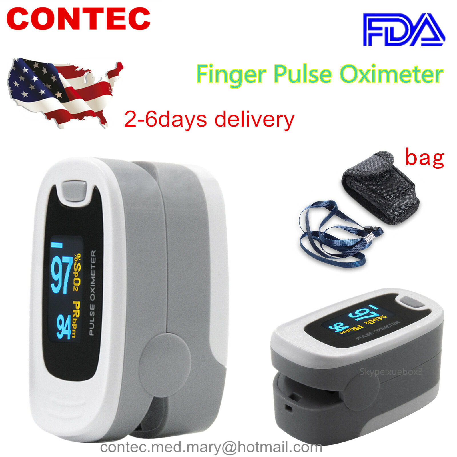 OLED Finger Pulse Oximeter Blood Oxygen Meter Heart Rate SpO2 Monitor Sensor FDA