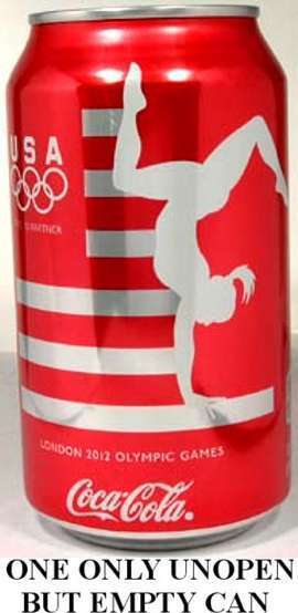 Coca-Cola 2012 London Summer Olympics Gymnast EMPTY UNOPEN 12oz 355ml USA Coke