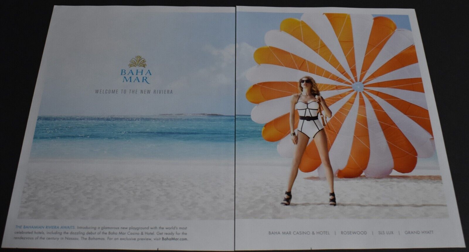 2014 Print Ad Sexy Baha Mar Bahamian Riviera Nassau Bahamas Blonde Lady Beach ar