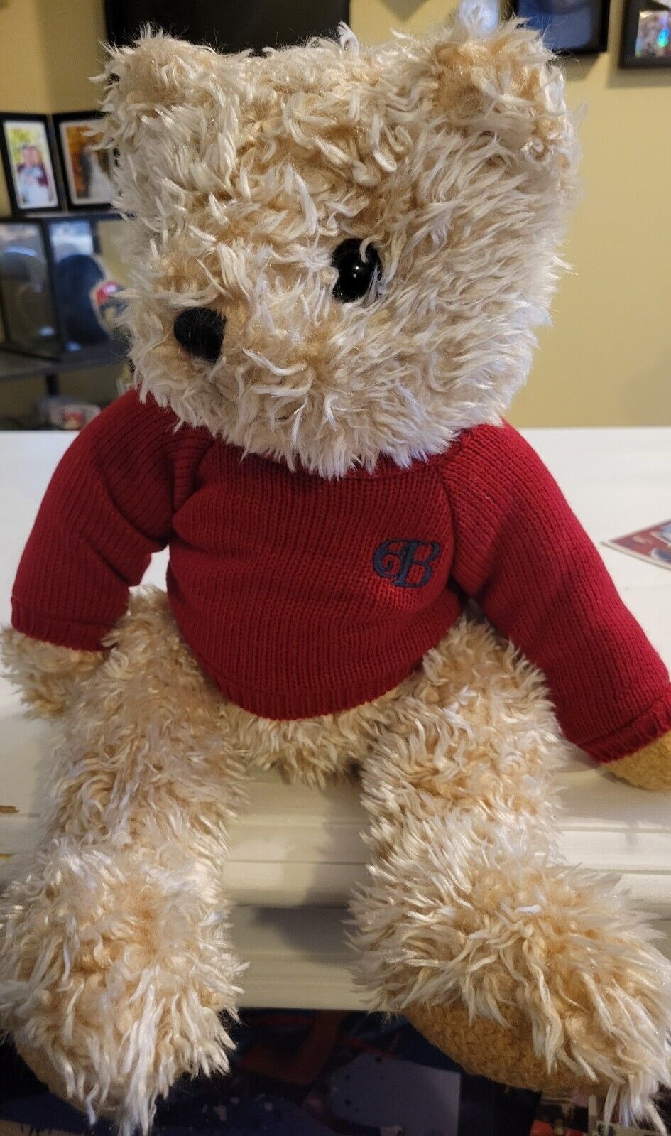 BELKIE 1997 BELK TEDDY BEAR DEPARTMENT STORE HOLIDAY PLUSH RED SWEATER VINTAGE