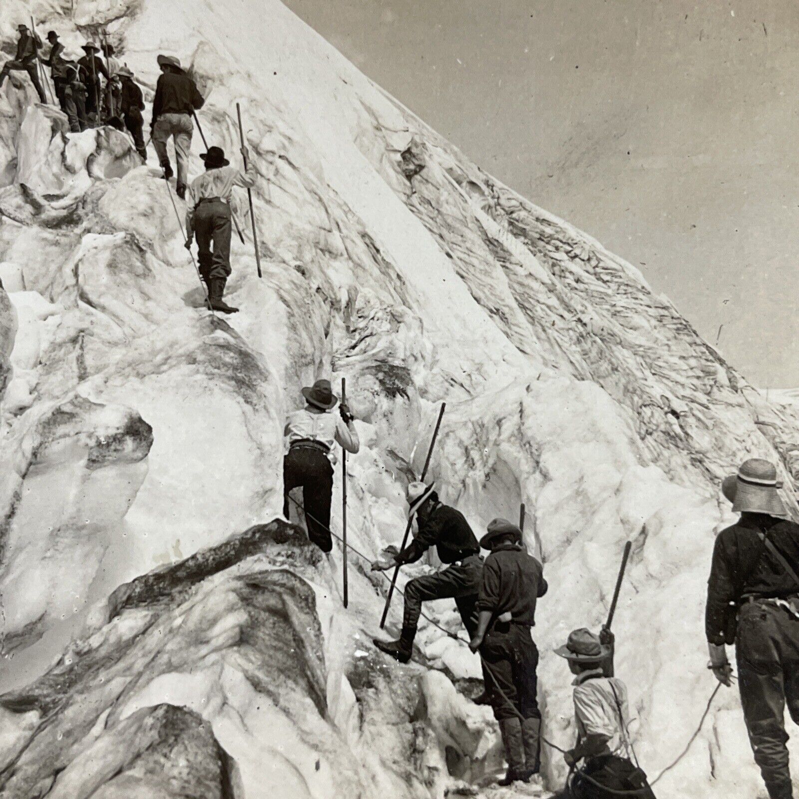 Antique 1910s Glacier Trekking Mt Ranier Washington Stereoview Photo Card P3197
