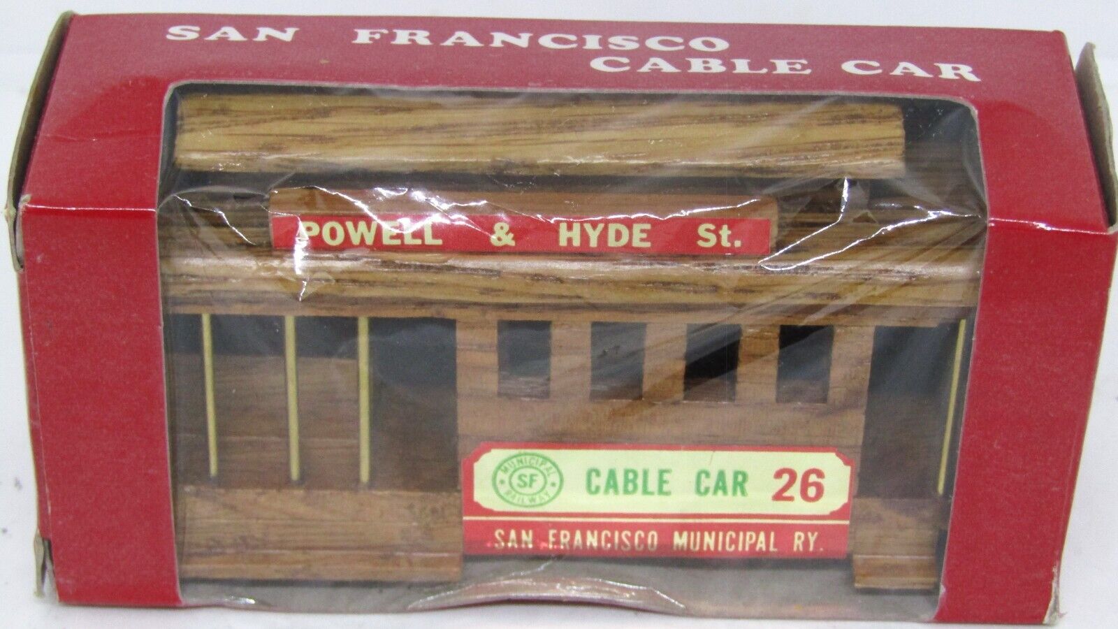Vintage Wooden San Francisco Cable Car Ornament, Powell and Hyde St.