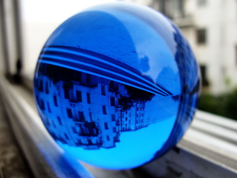  40mm + Stand Asian Rare Natural Quartz Blue Magic Crystal Healing Ball Sphere