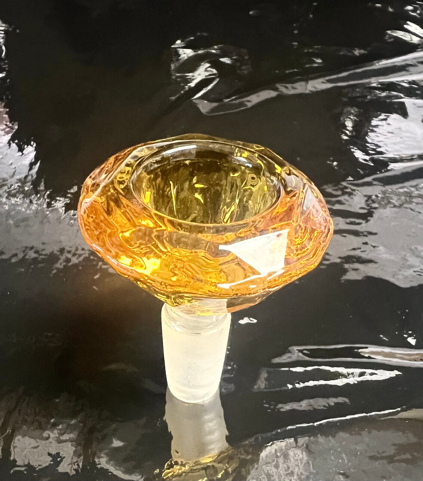 Glass Bowl Male 14mm Bowl for Waterpipe Stem - Medium Diamond Light Amber