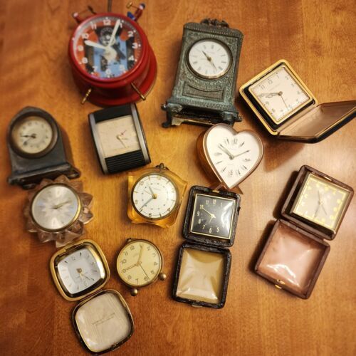 Lot Of Vintage Alarm Clocks Busy Boy CYMA Amic Westclox Waltham Florn