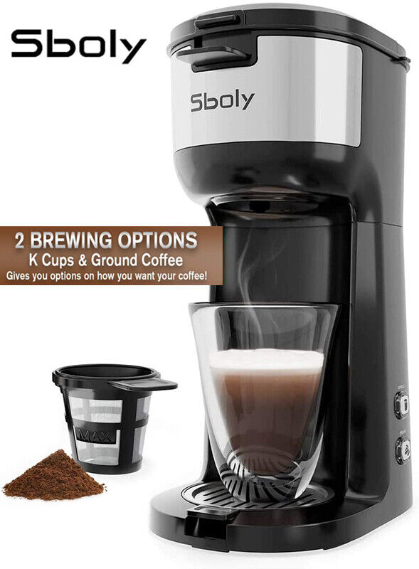 Coffee Maker Machines Single Serve Brewer K-Cup Pod&Ground Café Self-Clean Sboly