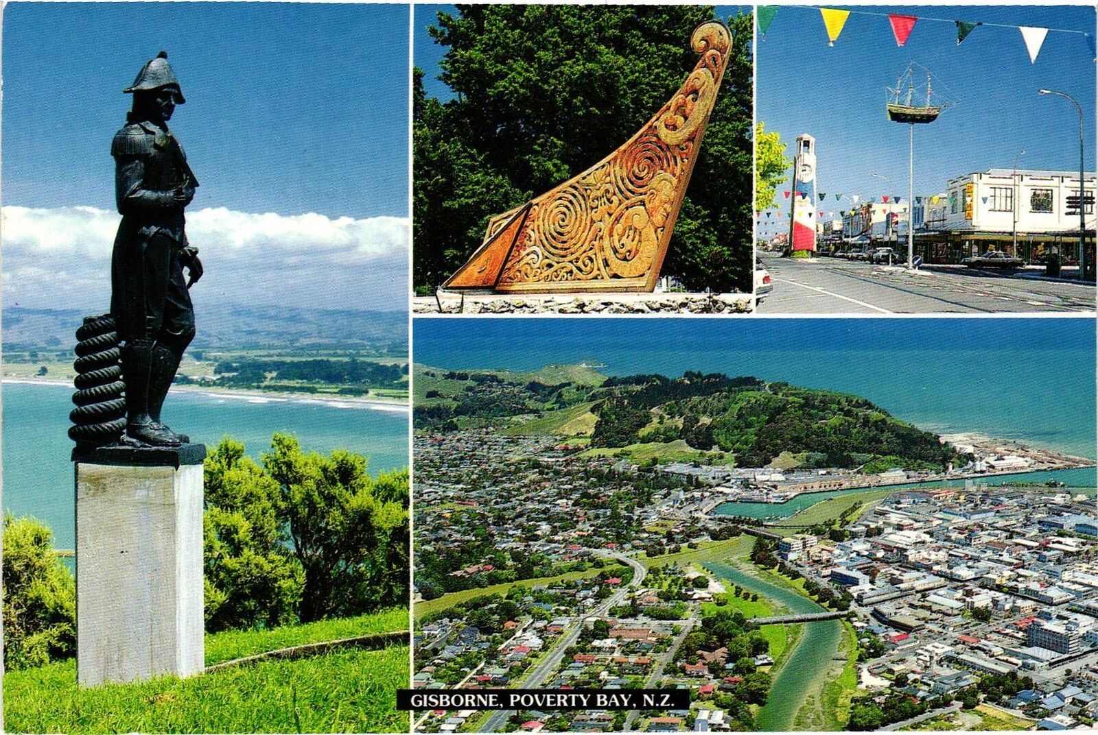 Vintage Postcard 4x6- Attractions, Gisborne, Poverty Bay, New Zealand 1960-80s