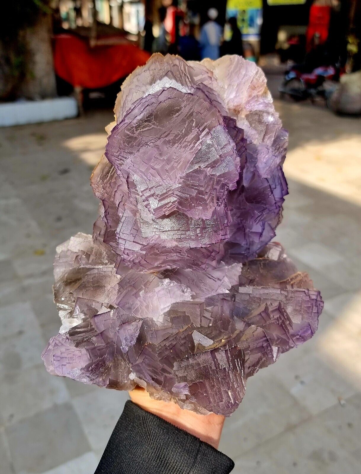 4 kg. Presenting Very Aesthetic Natural Purple Cubic Phantom Fluorite Crystal