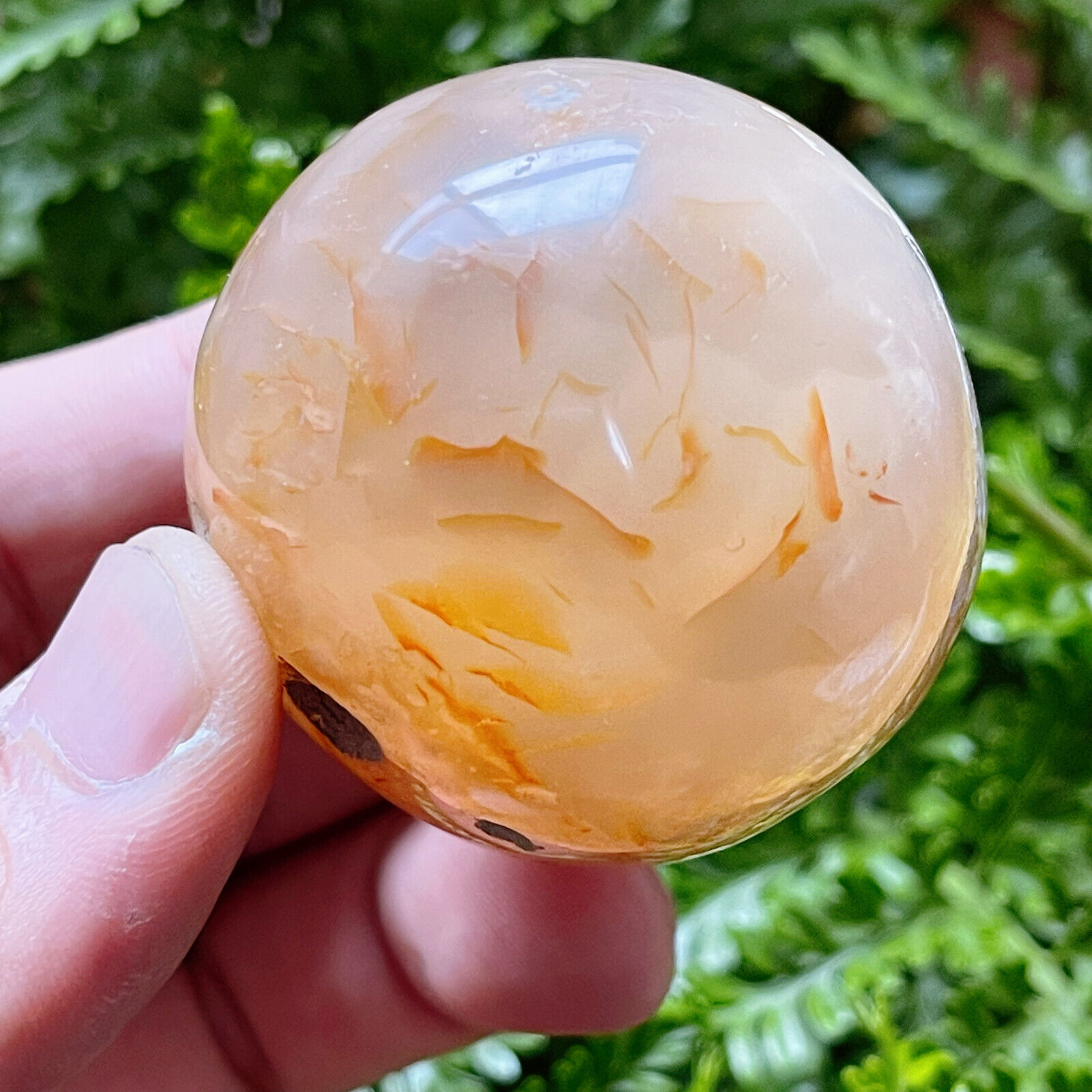 TOP 49G Natural Cherry blossom agate  Sphere ball crystal  Healing A479