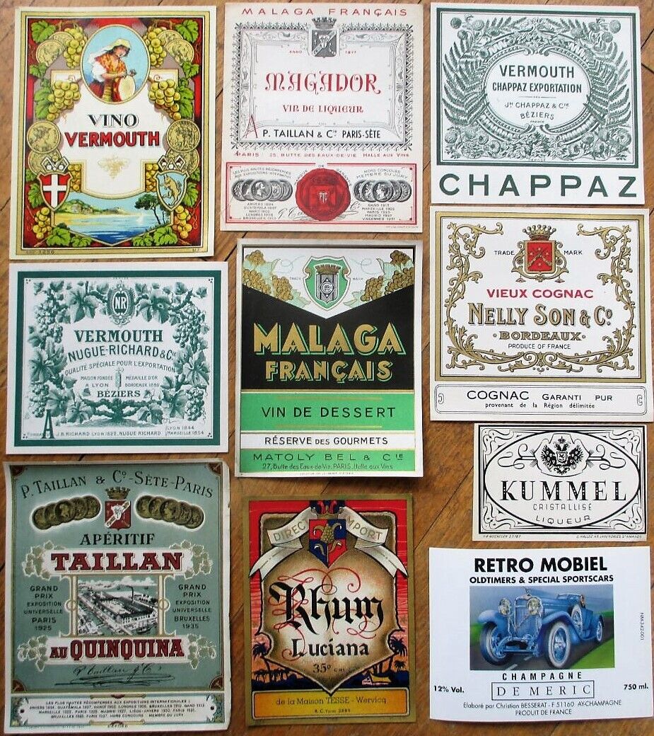Vintage Wine & Liquor Bottle Labels 50 DIFFERENT 1920s-30s-GROUP 2 - Cognac/Port