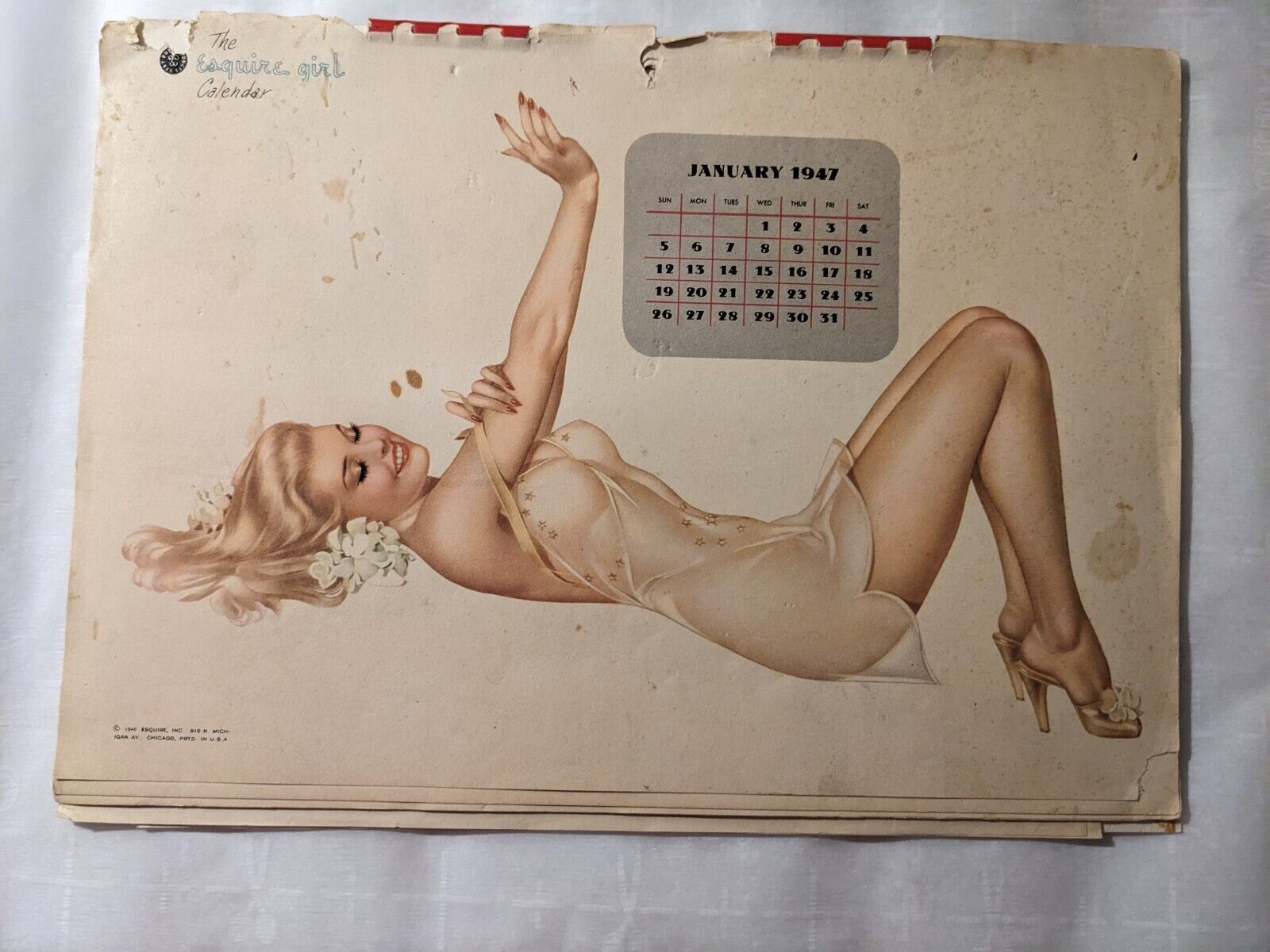 Vintage Original and Complete 1947 Varga Pin Up Girls Paper Calendar for...