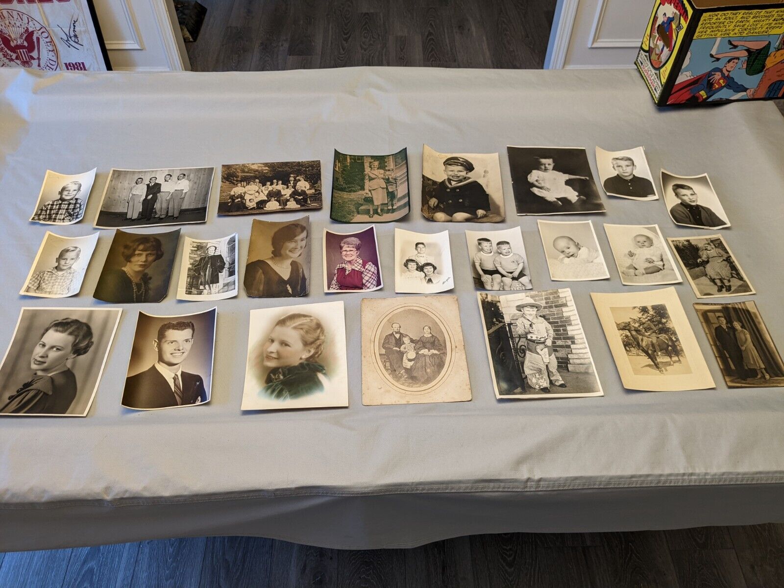 Vintage Found Portraits - huge lot of 25 antique larger format photos - OOAK 