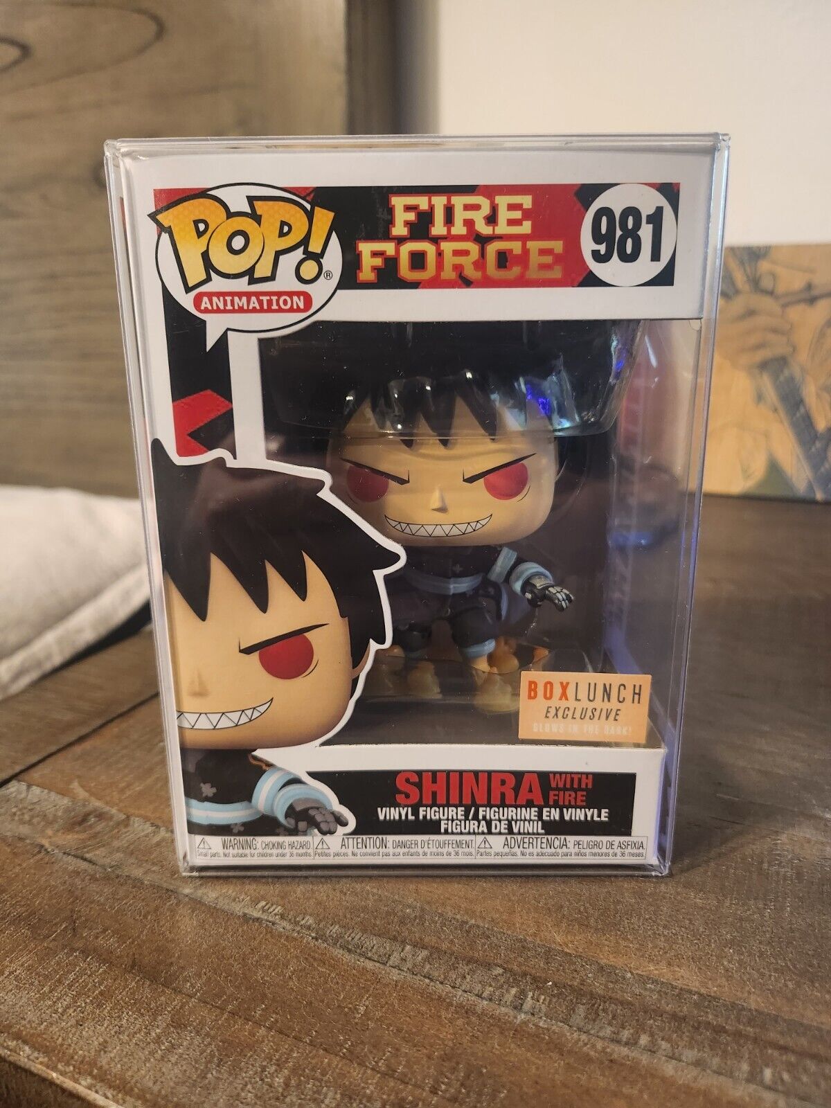 Fire Force - Shinra with Fire #981 Box Lunch Exclusive. Comes with protector.